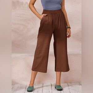 Brown Women's Wide-Leg Trousers